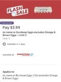 Flash Sale $2.99 Eggs Limit 2 YMMV