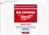 15% off Milwaukee power tool accessories and OPE